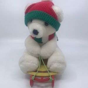 Vintage Dakin Stuff Bear on a Sleigh 1988 Plush Bear